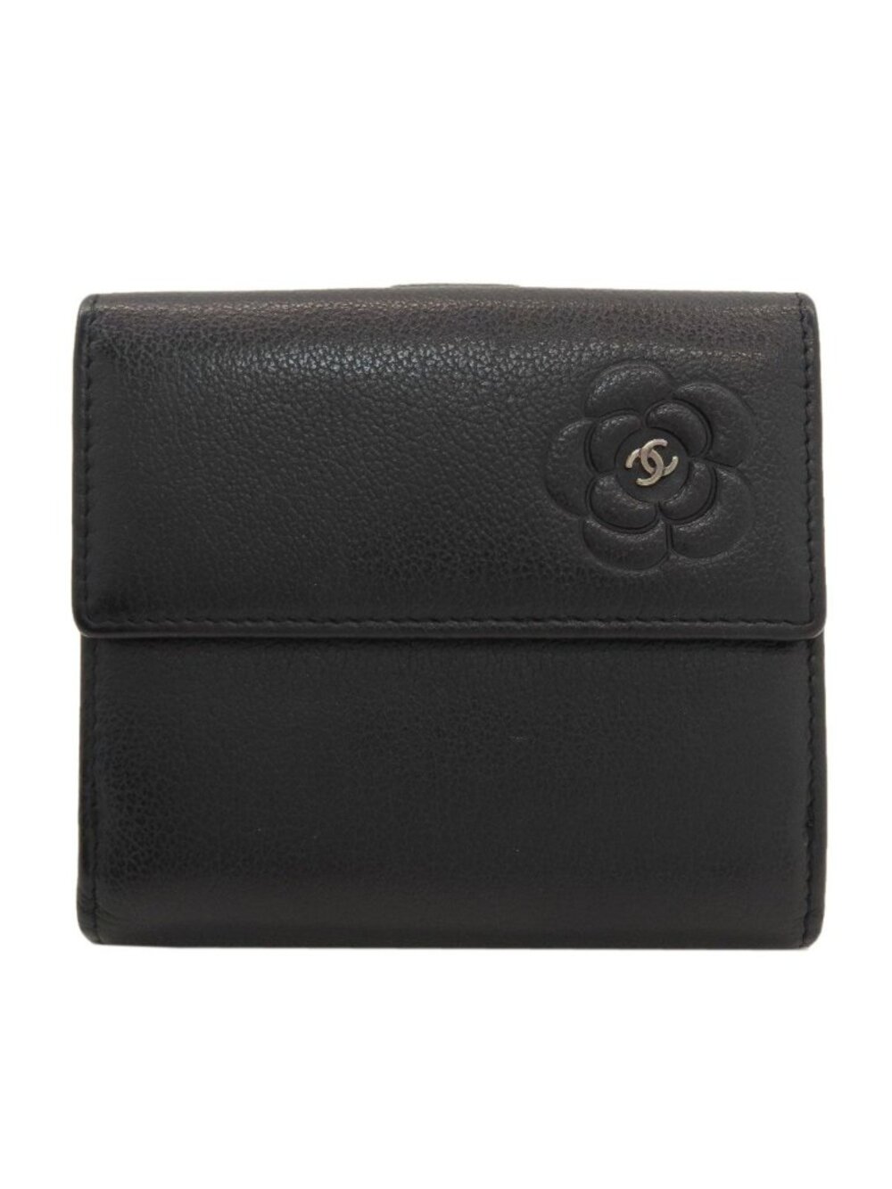 Chanel Camellia Silver Bifold Wallet Calfskin